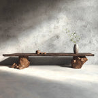 Wabi-Sabi Solid Wood Entryway Bench with Organic Tree Root Base