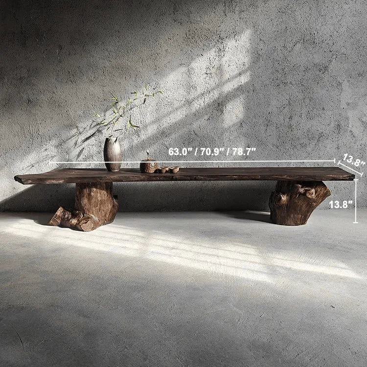 Wabi-Sabi Solid Wood Entryway Bench with Organic Tree Root Base
