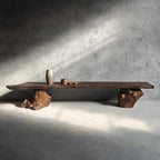 Wabi-Sabi Solid Wood Entryway Bench with Organic Tree Root Base Main Product Image