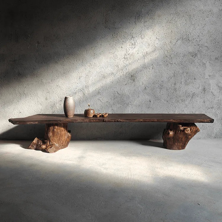 Wabi-Sabi Solid Wood Entryway Bench with Organic Tree Root Base Main Product Image Imagen principal del producto