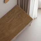 Wabi-Sabi Solid Wood Entryway Bench with Rounded Legs and Tapered Support