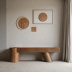 Wabi-Sabi Solid Wood Entryway Bench with Rounded Legs and Tapered Support