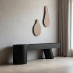 Wabi-Sabi Solid Wood Entryway Bench with Rounded Legs and Tapered Support