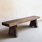 Wabi-Sabi Solid Wood Live-Edge Indoor Bench with Sculptural Stump Legs