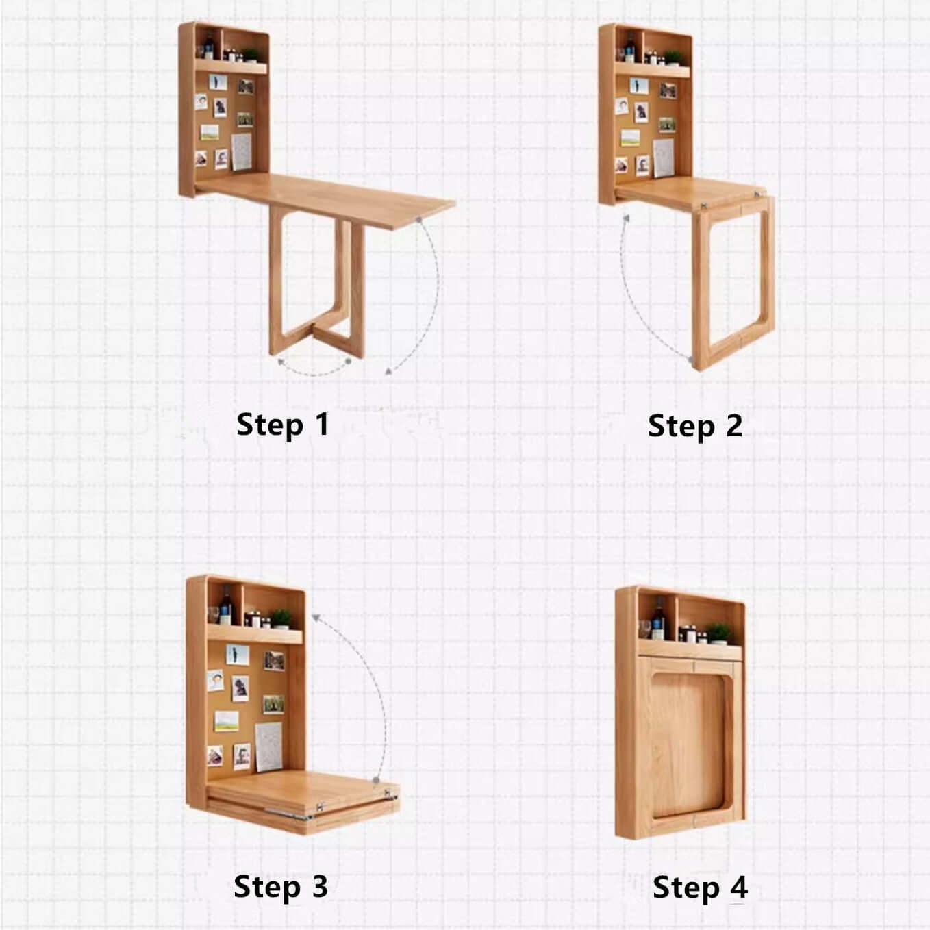 Wall Mounted Folding Desk With Oak Legs