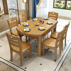Walnut 7-Piece Dining Set With Convertible Table