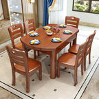 Walnut 7-Piece Dining Set With Convertible Table