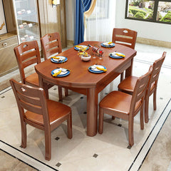 Walnut 7-Piece Dining Set With Convertible Table