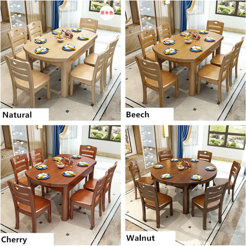Walnut 7-Piece Dining Set With Convertible Table Main Product Image Hauptbild