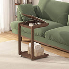 Walnut Adjustable Nightstand with Locking Wheels