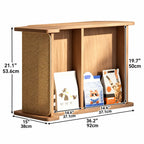 Walnut and Oak Cat Scratcher Side Table with Storage and Wheels
