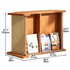 Walnut and Oak Cat Scratcher Side Table with Storage and Wheels