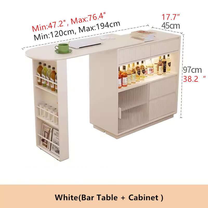 Walnut Bar Table + Cabinet With 360-Degree Rotation