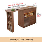 Walnut Bar Table + Cabinet With 360-Degree Rotation