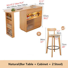 Walnut Bar Table + Cabinet With 360-Degree Rotation