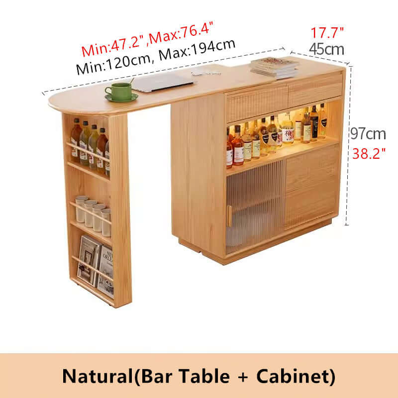 Walnut Bar Table + Cabinet With 360-Degree Rotation