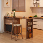 Walnut Bar Table + Cabinet With 360-Degree Rotation