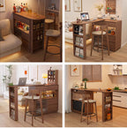 Walnut Bar Table + Cabinet With 360-Degree Rotation Main Product Image