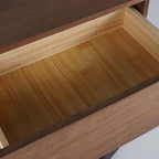 Walnut & Black Console Table With Curved Bottom Shelf