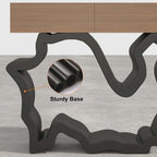 Walnut & Black Console Table With Curved Bottom Shelf