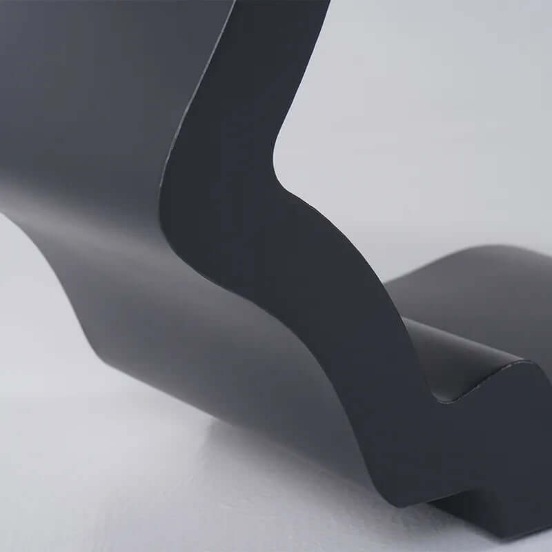 Walnut & Black Console Table With Curved Bottom Shelf