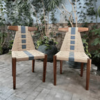 Walnut Contrast Rope Dining Chair with Woven Back and Ergonomic Angle