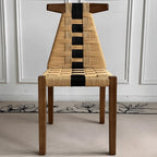 Walnut Contrast Rope Dining Chair with Woven Back and Ergonomic Angle