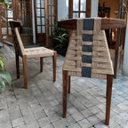 Walnut Contrast Rope Dining Chair with Woven Back and Ergonomic Angle