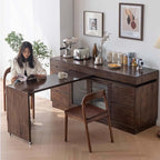Walnut Convertible Sideboard With Rotating Tabletop