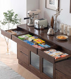Walnut Convertible Sideboard With Rotating Tabletop