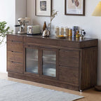 Walnut Convertible Sideboard With Rotating Tabletop