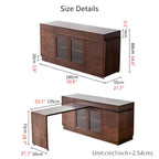 Walnut Convertible Sideboard With Rotating Tabletop