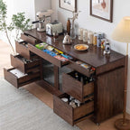 Walnut Convertible Sideboard With Rotating Tabletop