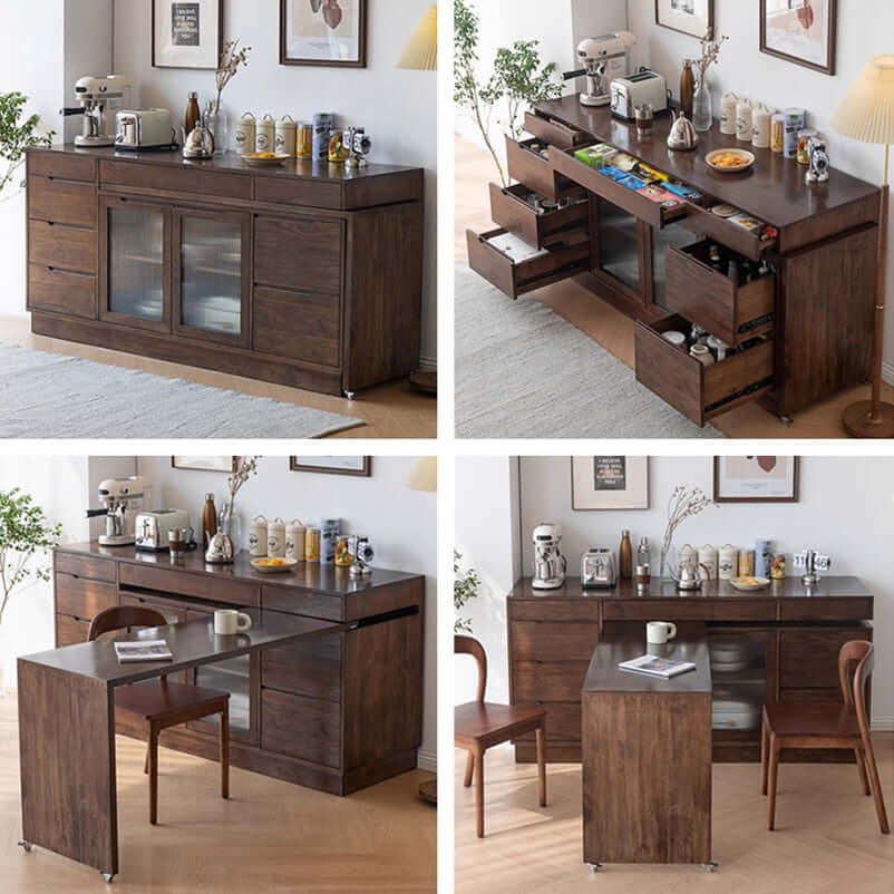 Walnut Convertible Sideboard With Rotating Tabletop Main Product Image Hauptbild
