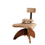 Walnut Cross Legged Meditation Office Chair With Waterproof Upholstery