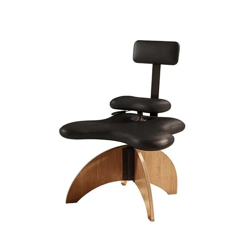 Walnut Cross Legged Meditation Office Chair With Waterproof Upholstery