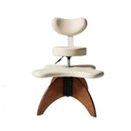 Walnut Cross Legged Meditation Office Chair With Waterproof Upholstery