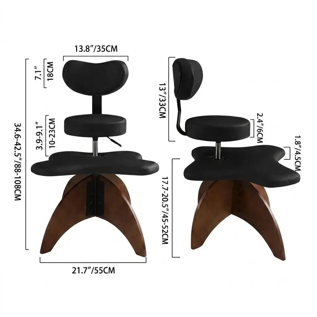Walnut Cross Legged Meditation Office Chair With Waterproof Upholstery Dimensions