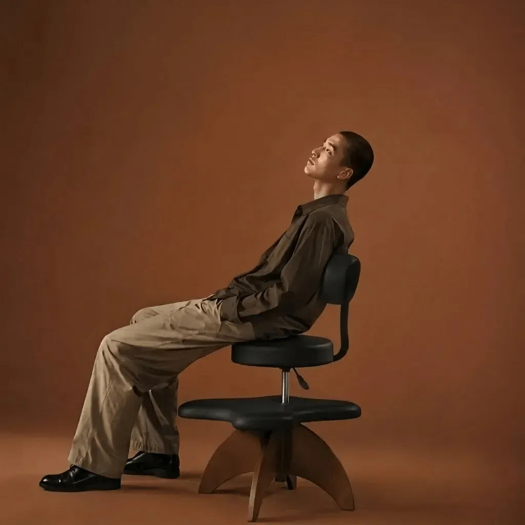 Walnut Cross Legged Meditation Office Chair With Waterproof Upholstery Main Product Image