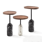 Walnut Ekero Side Table With Marble Base