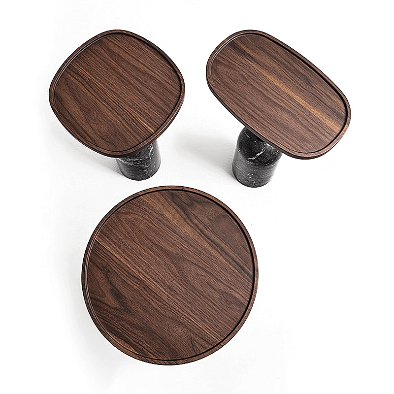 Walnut Ekero Side Table With Marble Base