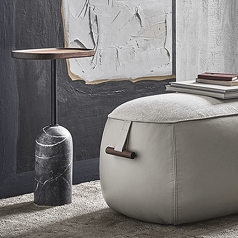 Walnut Ekero Side Table With Marble Base