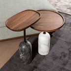 Walnut Ekero Side Table With Marble Base Main Product Image