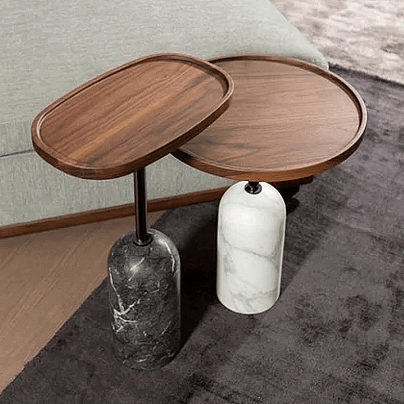 Walnut Ekero Side Table With Marble Base Main Product Image
