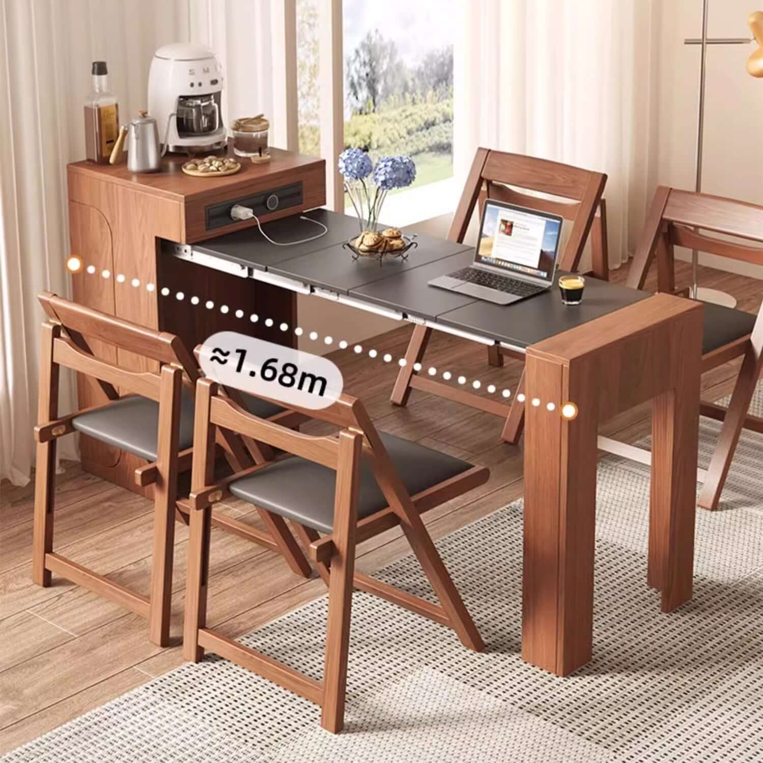 Walnut Extendable Console Table - Space Saving Design