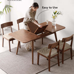 Walnut Extendable Dining Table, Solid Wood, Size A