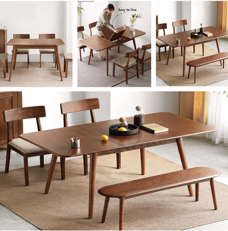 Walnut Extendable Dining Table, Solid Wood, Size A Main Product Image Hauptbild