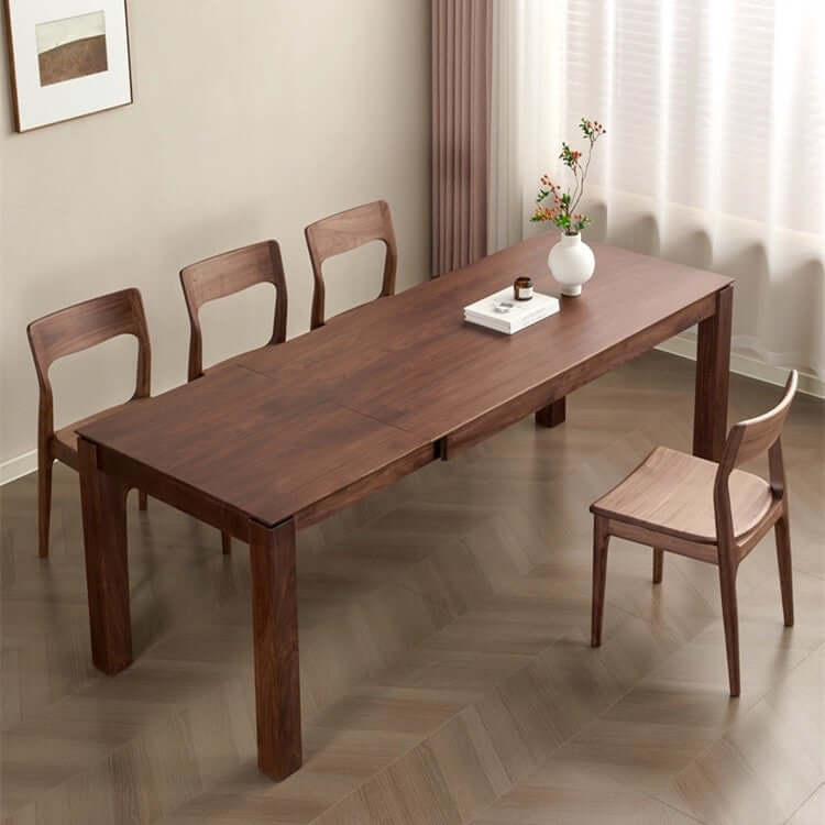 Walnut Extendable Dining Table With Hidden Leaf, 63"-87"