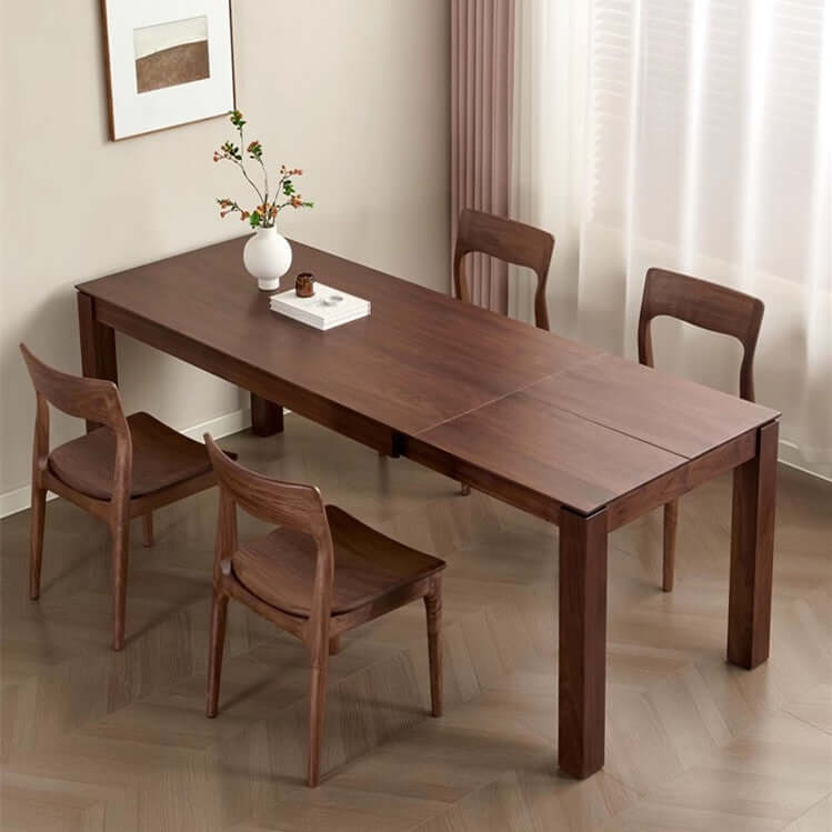 Walnut Extendable Dining Table With Hidden Leaf, 63"-87"