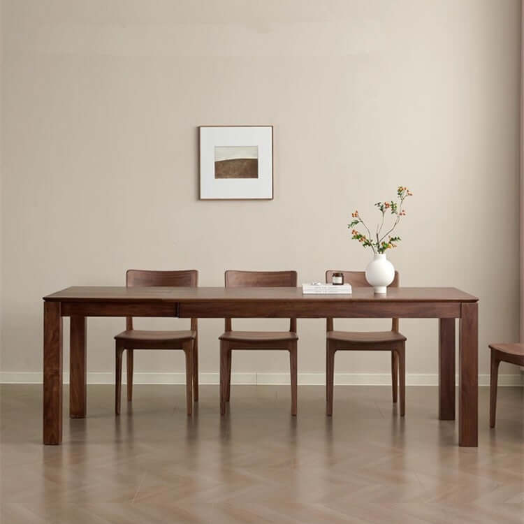 Walnut Extendable Dining Table With Hidden Leaf, 63"-87"
